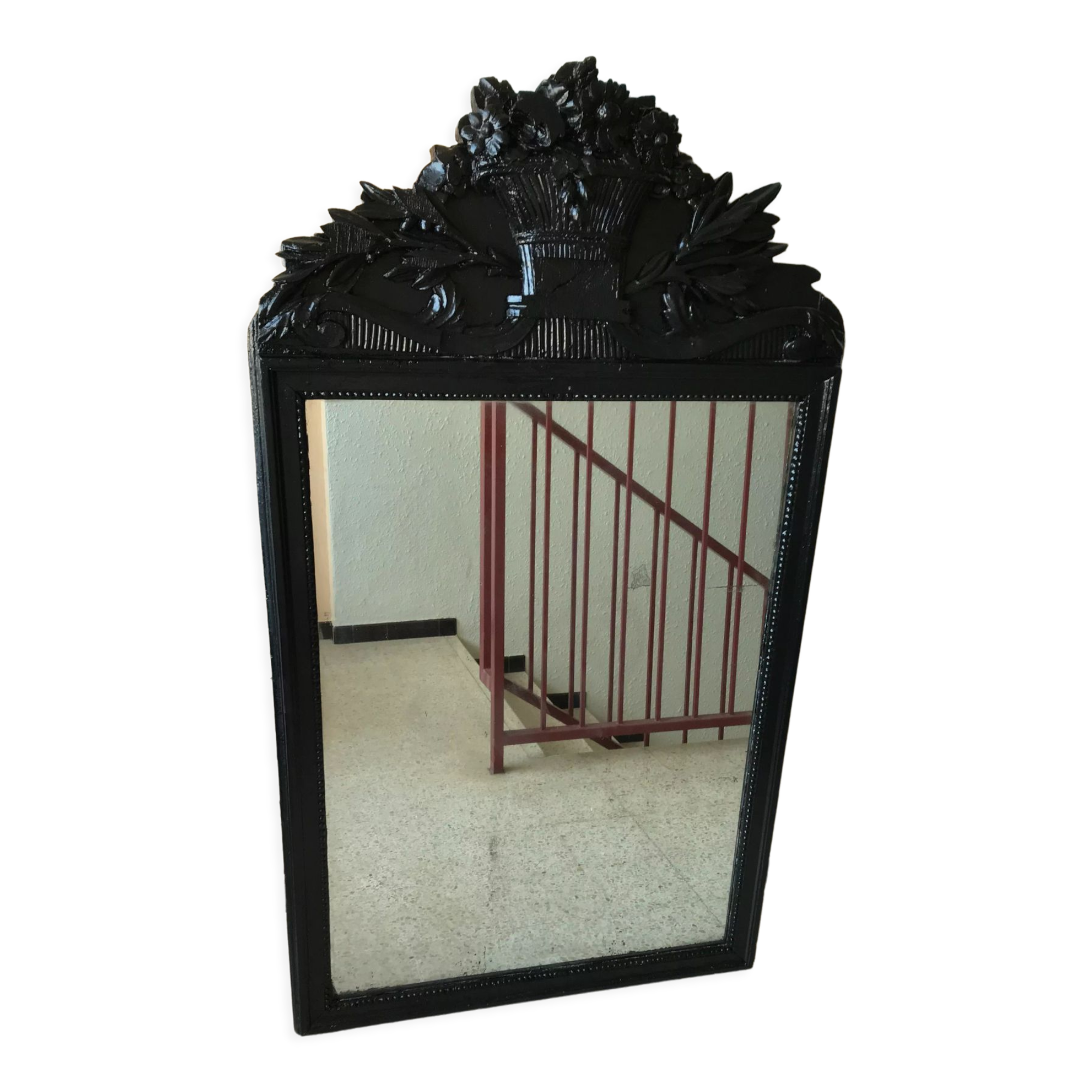 Antique mirror painted black, 143x82 cm