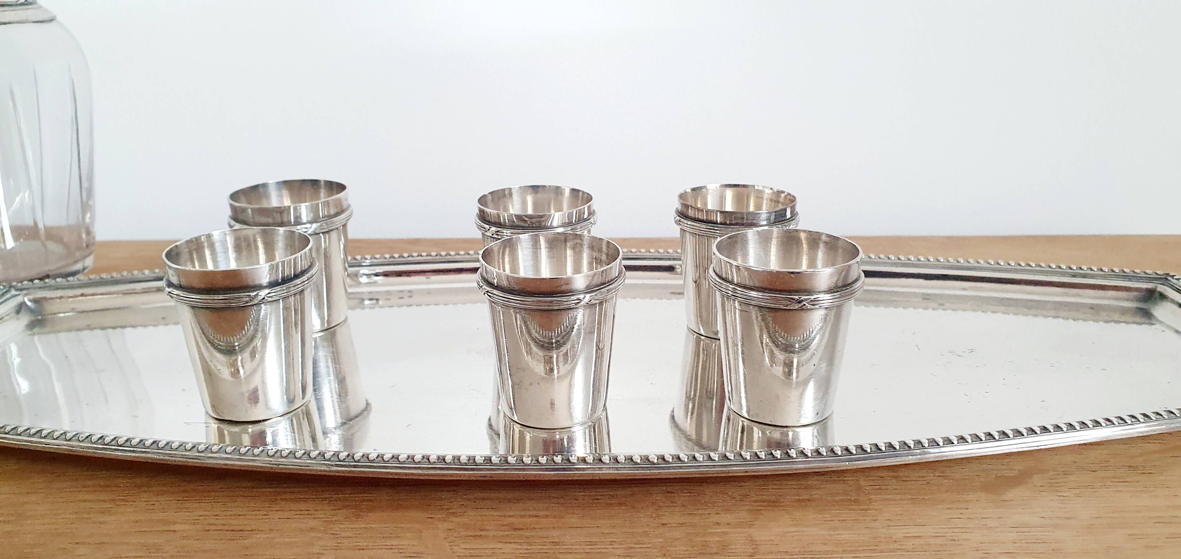 Silver and crystal liquor service