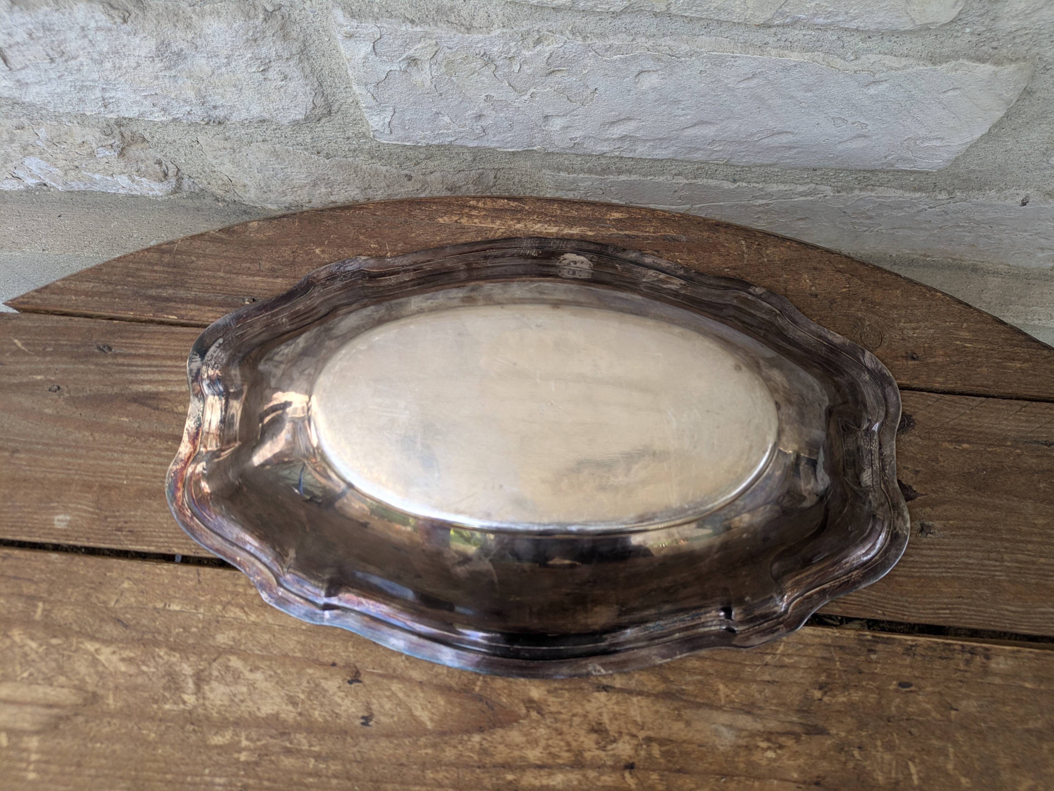 Hollow serving dish / silver-plated basket Ercuis 31x19cm 650g