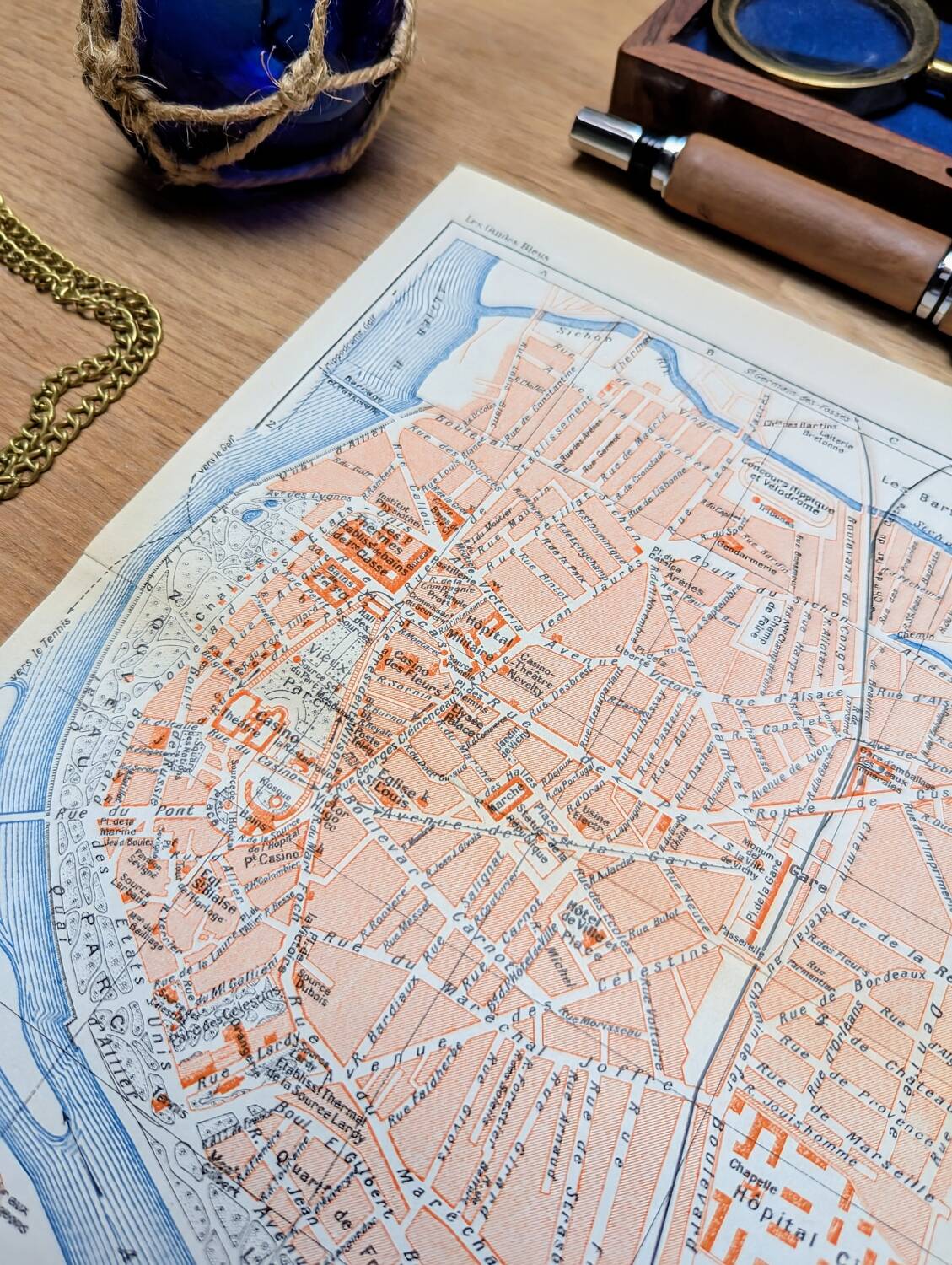 Printed in 1931, map of Vichy, Allier.