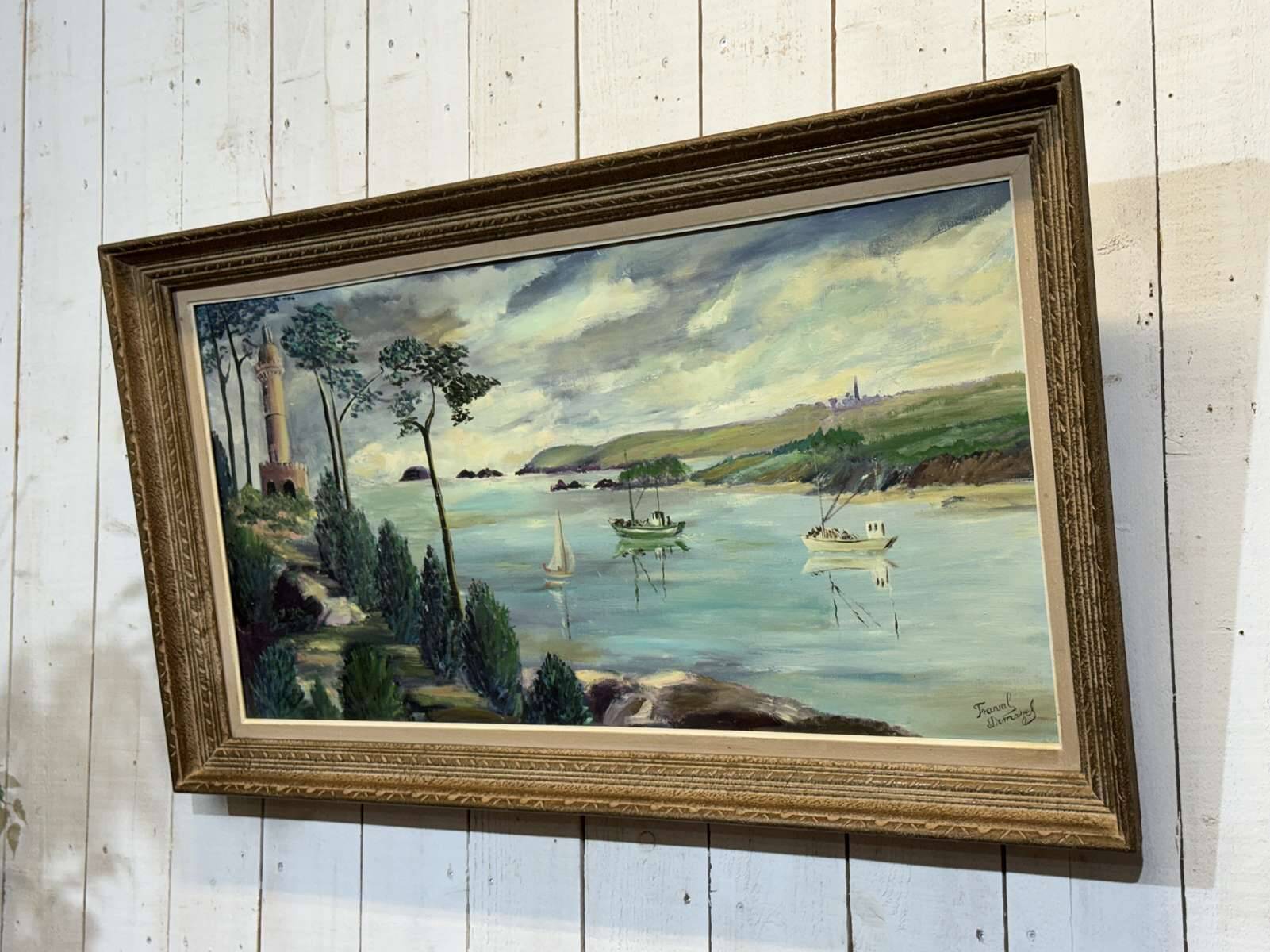 Oil on canvas signed fraval le demazel - bay of paimpol