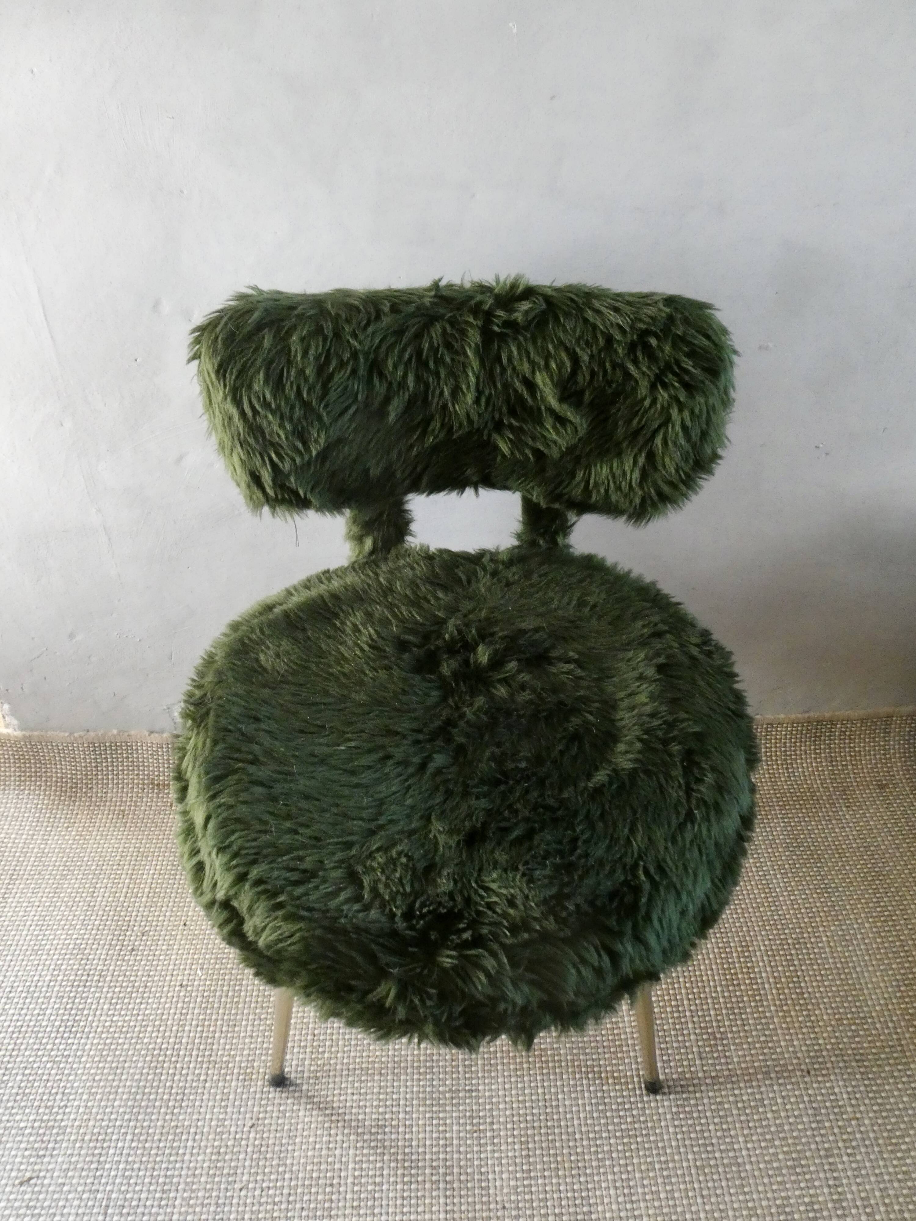 Chair and tripod stool "moumoute" by Pelfran, around 1970.