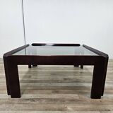 Vintage coffee table by Afra and Tobia Scarpa for Cassina with smoked glass
