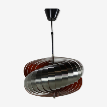 Lampe spirale suspendue seventies par Henri Mathieu pour Lyfa Denmark