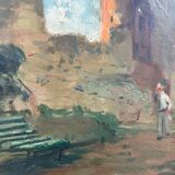 Old painting of the park walker