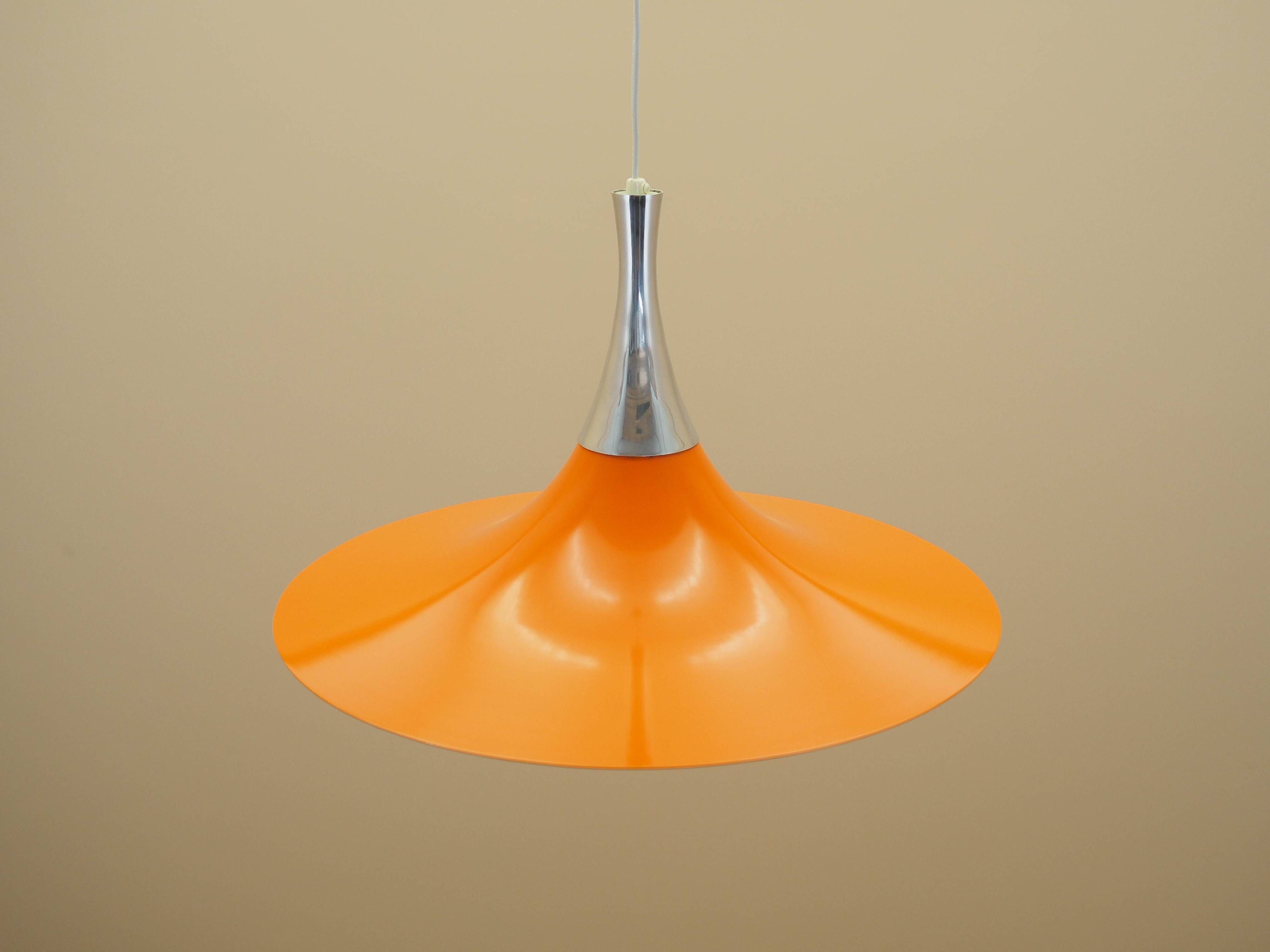 Danish pendant lamp 1960s with orange metal shade