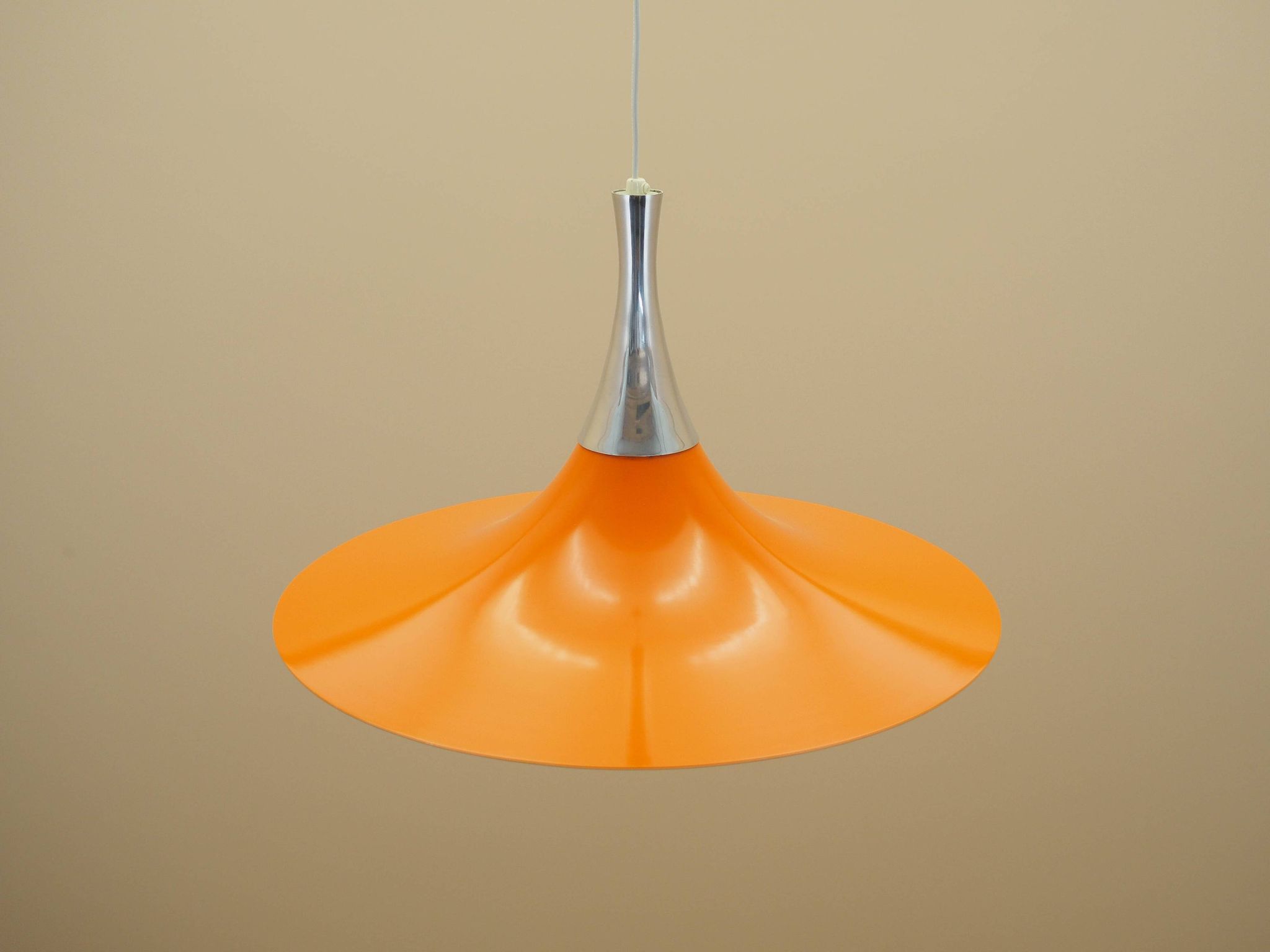Danish pendant lamp 1960s with orange metal shade