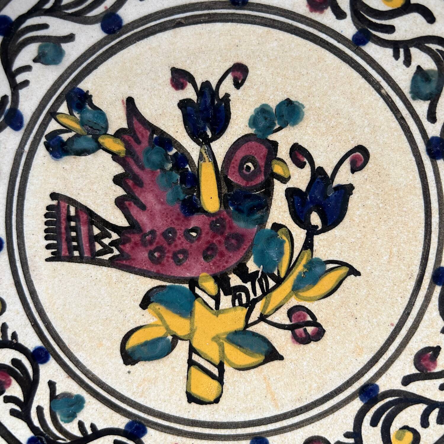 Pair of bird decorated dishes
