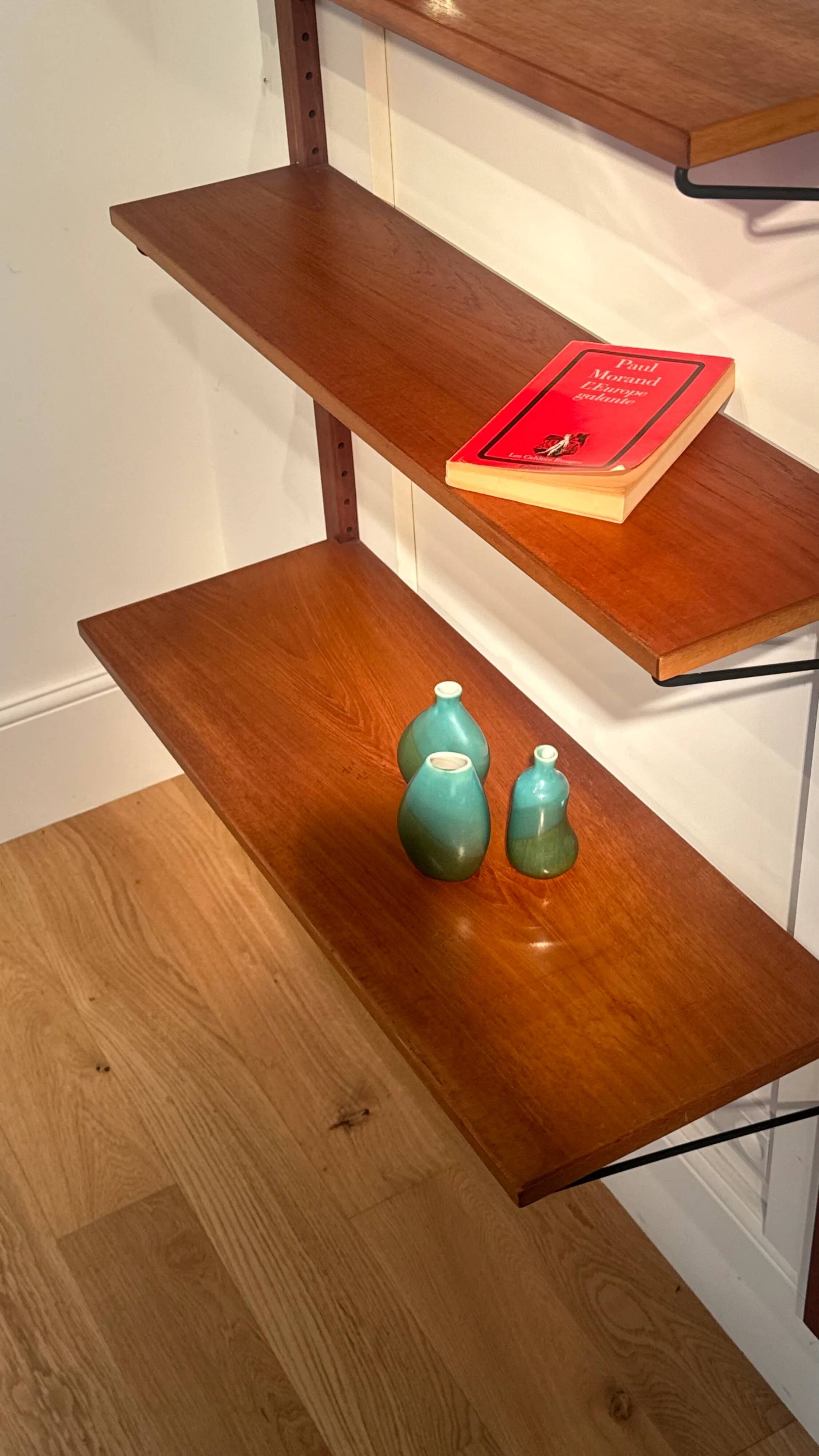 Vintage Scandinavian wall library in teak "Lisbet"