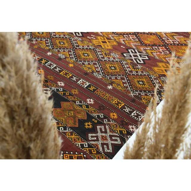 Vintage Turkish Oushak handmade wool cotton red area rug 178x335