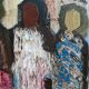 Mid-Century Modern "Meet" Vintage Swedish Figurative Oil Painting, Framed