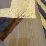 Table basse gigogne marqueterie géométrique design italien vintage