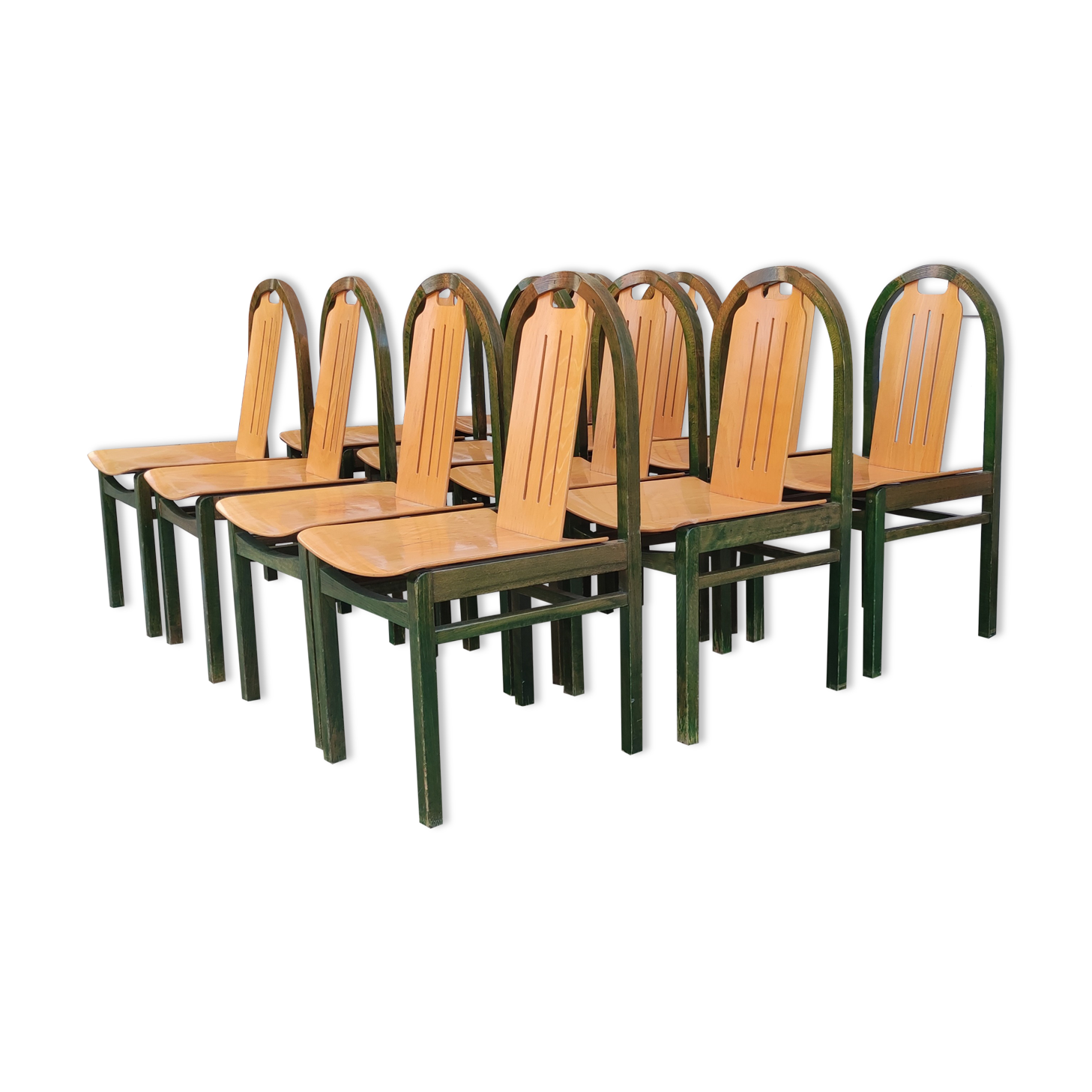 Ensemble 12 chaises vintage Baumann modèle Argos