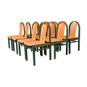 Ensemble 12 chaises vintage Baumann modèle Argos