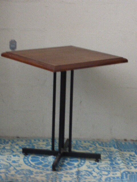 Table Bistro square wooden base metal vintage 1950/60