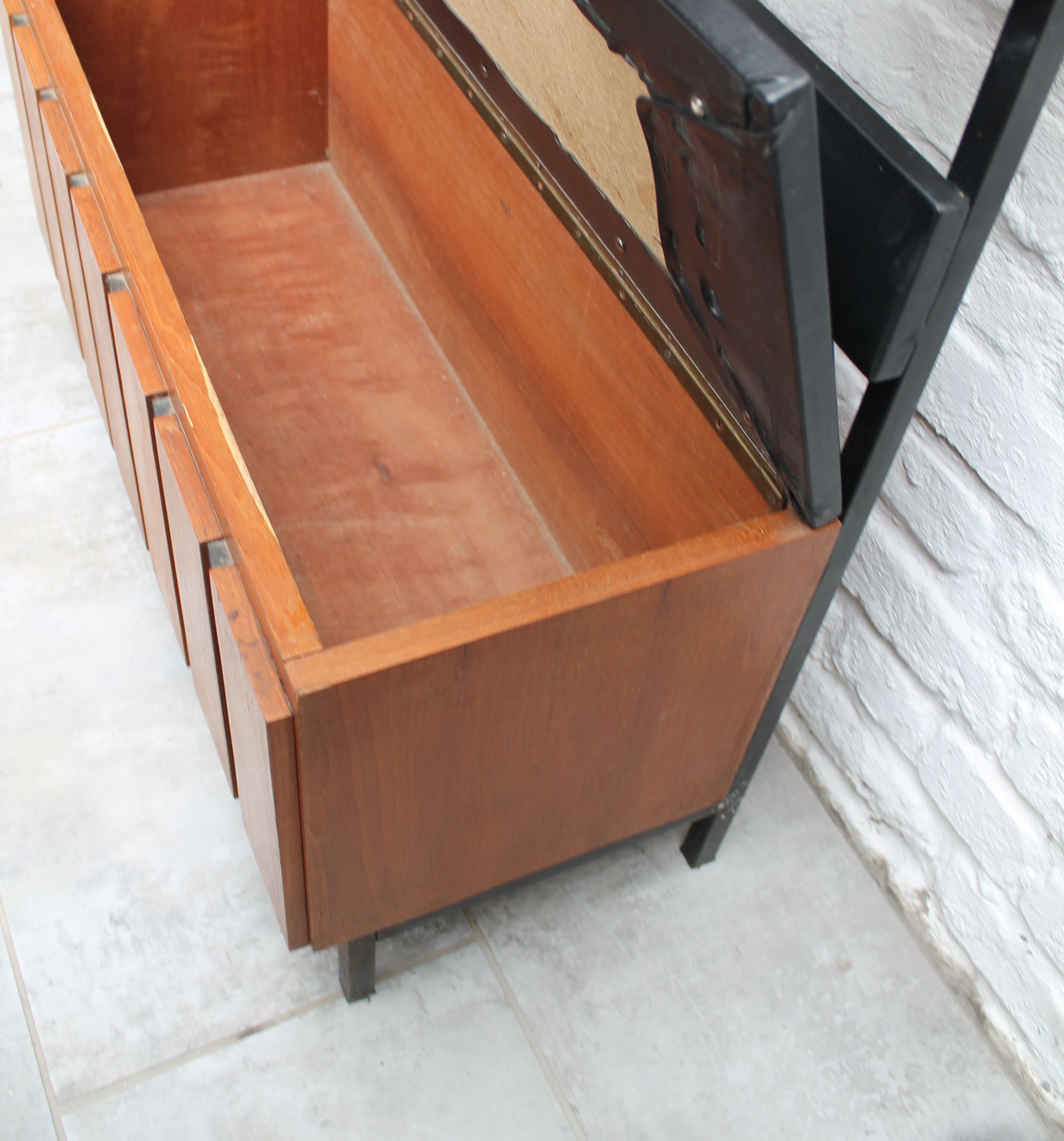 Vintage coat rack with bench and mirror 1960