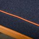 Scandinavian Daybed in Oak and dark Blue bouclé fabric with Leather accents