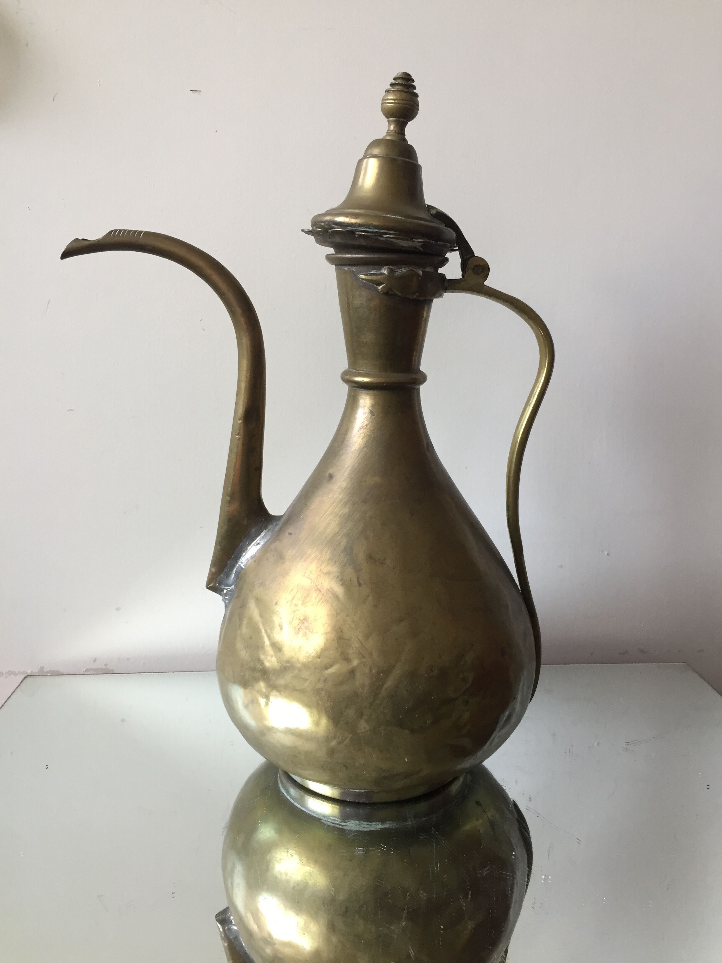 Ottoman Brass Ewer Antique Candleholder