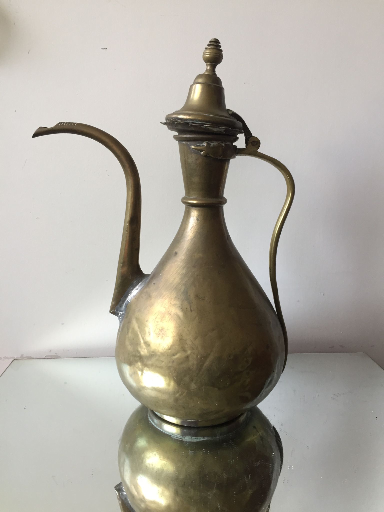 Ottoman Brass Ewer Antique Candleholder
