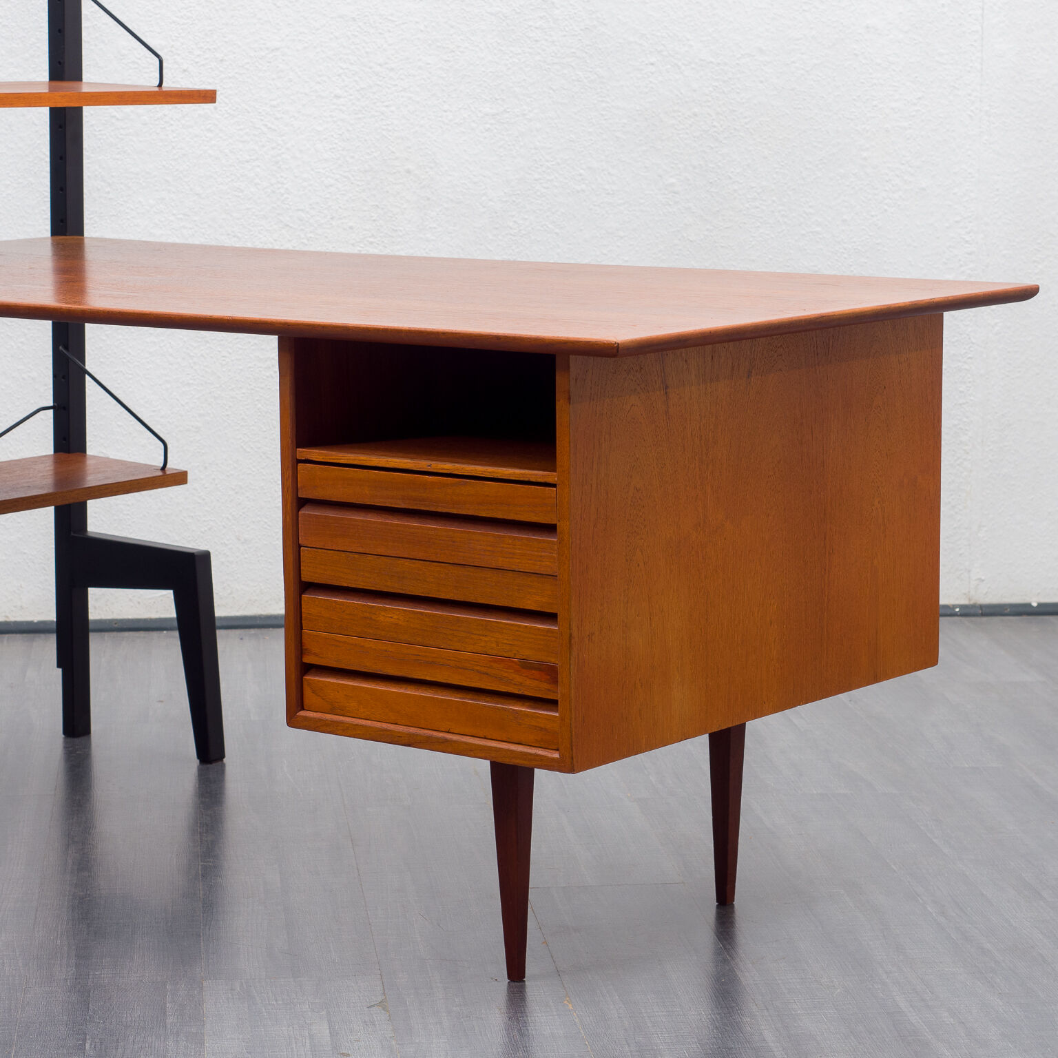 Royal set, desk and shelf, teak, Poul Cadovius