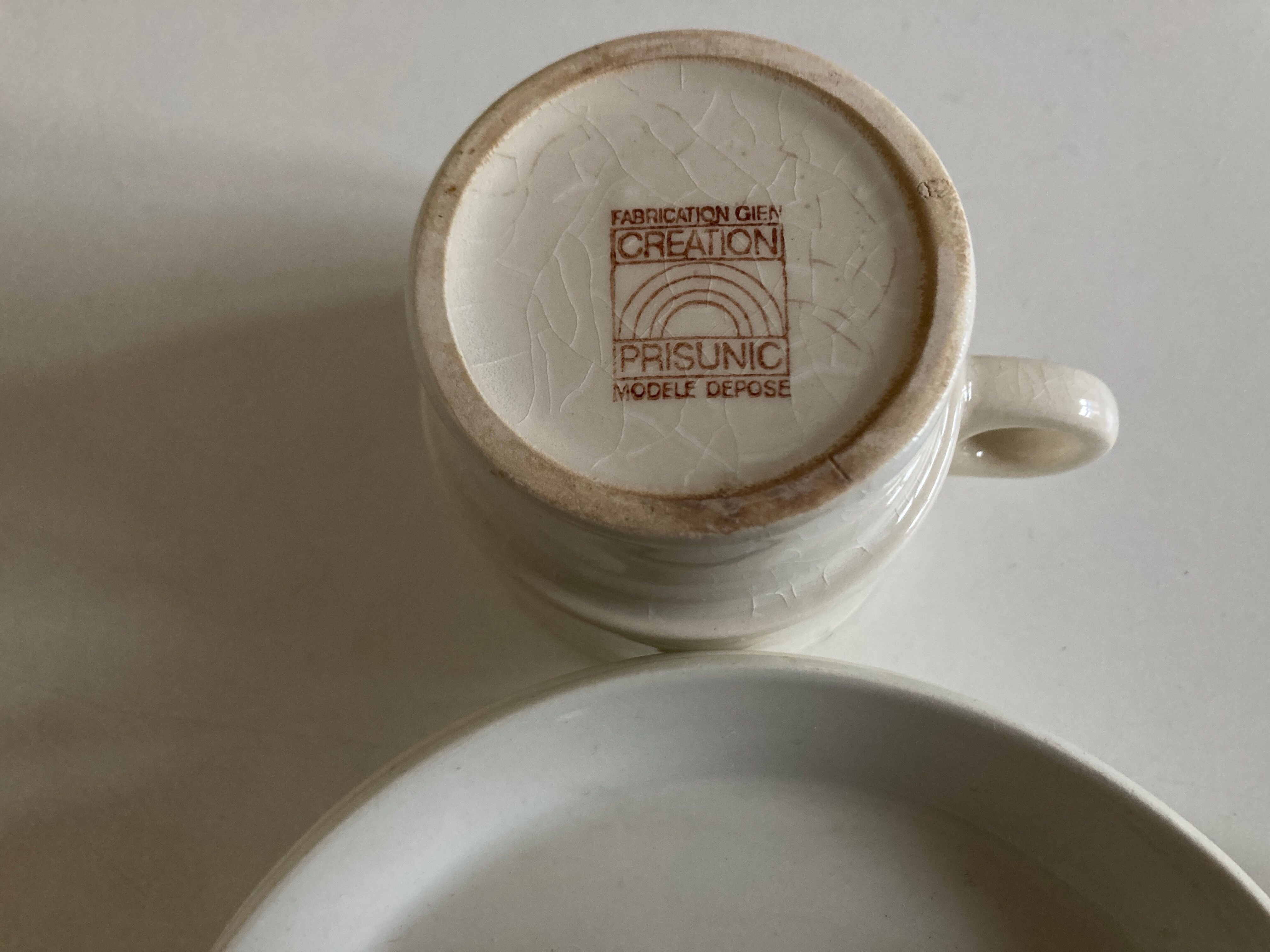 Set 3 cups Creations Prisunic design 1970 Faience de Gien