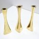 Set of 3 organic shaped brass candlesticks by K.E. Ytterberg, Sweden