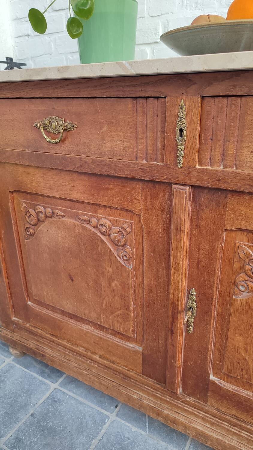 Art Deco oak and marble sideboard