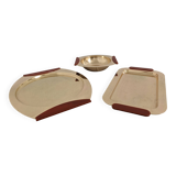 PM Italy brass and bakelite trays and bowl, 1960s-70s