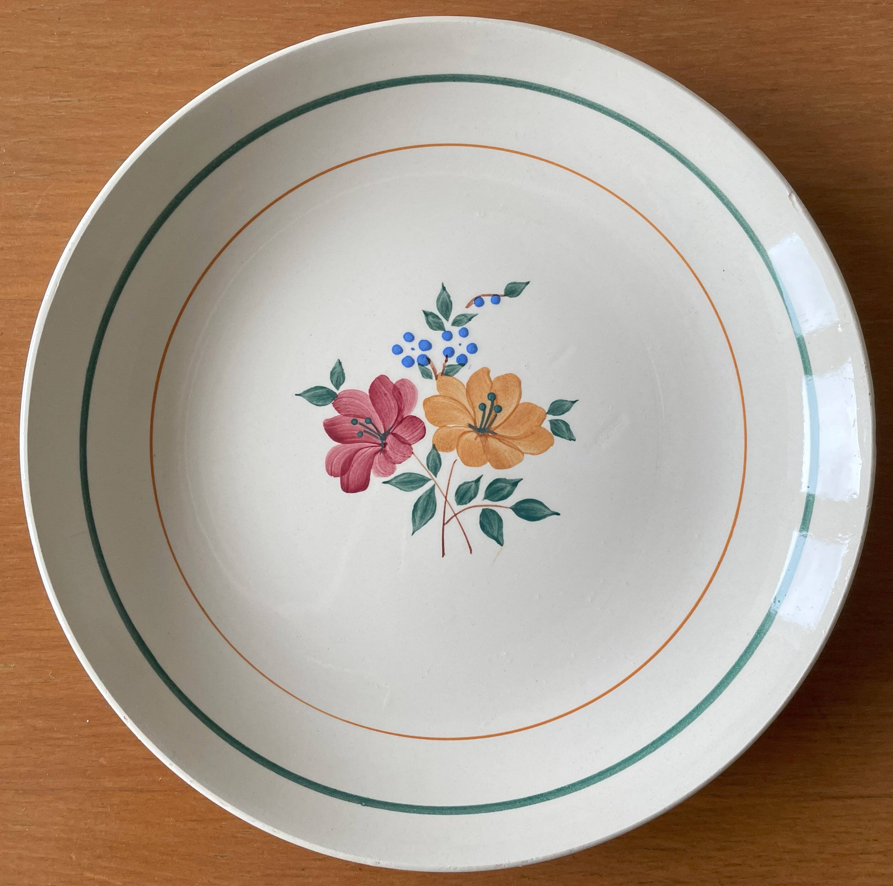 6 old earthenware dessert plates from Saint-Amand (North)