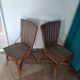 Vintage set of 2 garden woven rattan chairs - sky blue nets - 40