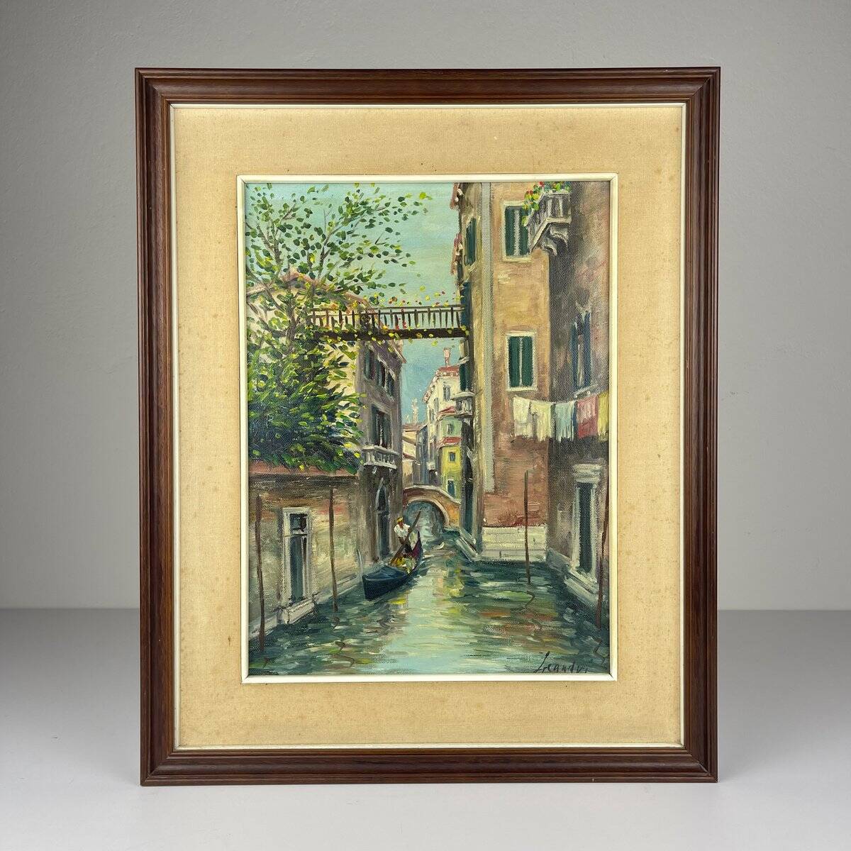 Italian artist, Venice Canal, original oil painting, 1960s, framed.