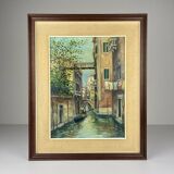 Italian artist, Venice Canal, original oil painting, 1960s, framed.