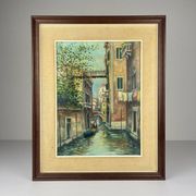 Italian artist, Venice Canal, original oil painting, 1960s, framed.