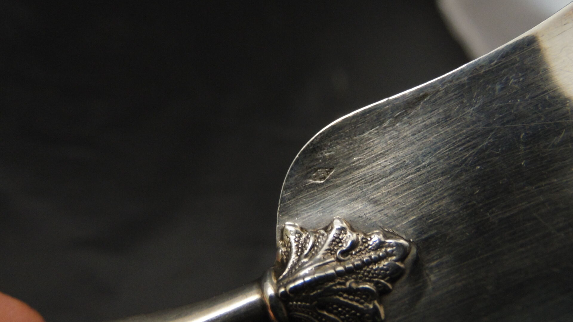 Solid silver foie gras shovel, pâté mignardise Rocaille XIXe Minerve 1st title