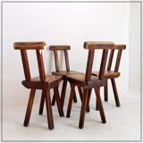 Brutalist Chairs attributed to Mobichalet, Belgium, 1960s, Set of 4