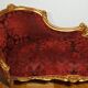 Banquette style Louis XV Rouge & doré, bois d'hêtre sculpté et dentelle