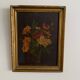 Pair of still lifes, oils on cardboard, late 19th century, bouquets of flowers
