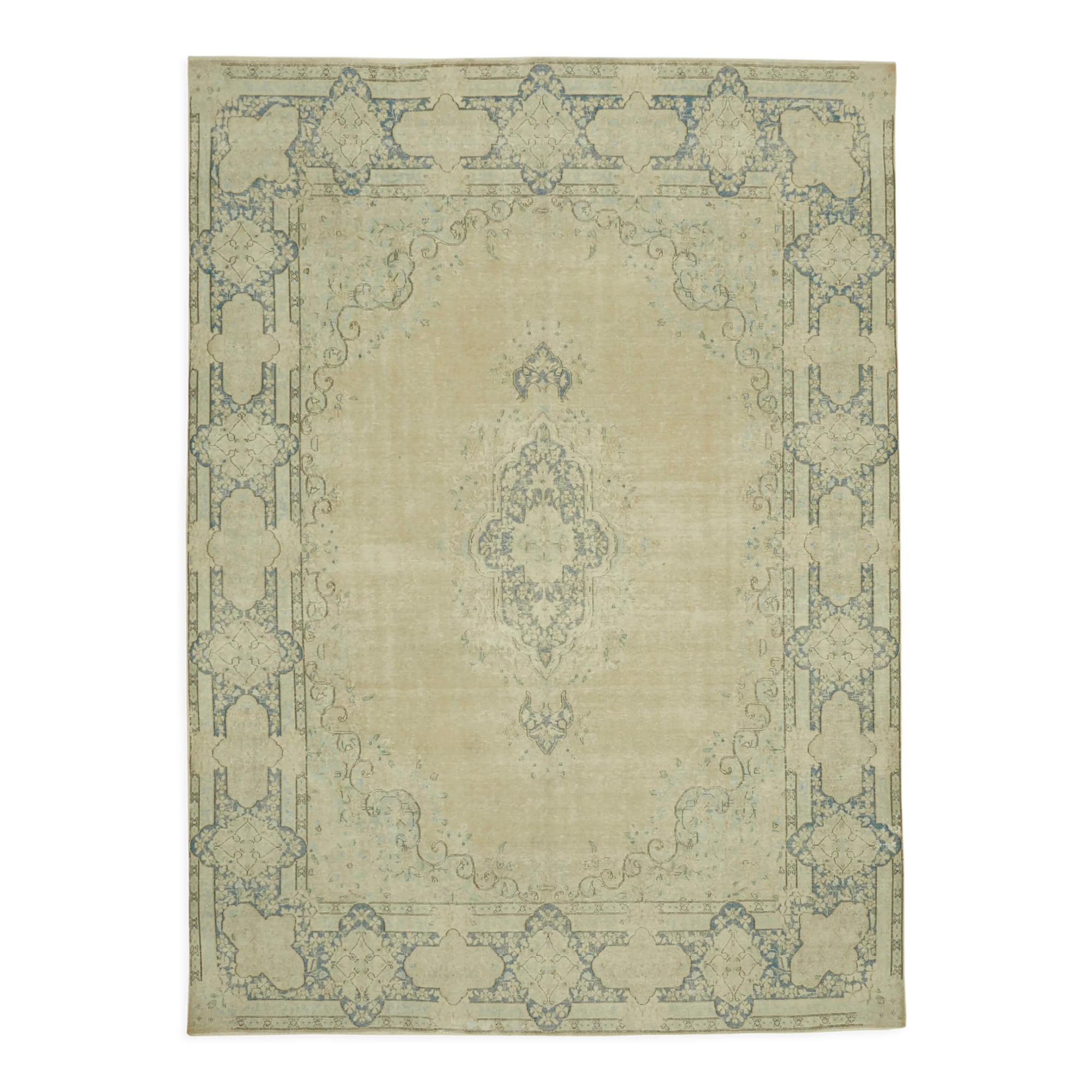 Hand-Knotted Persian Antique 1970s 284 cm x 388 cm Beige Wool Carpet