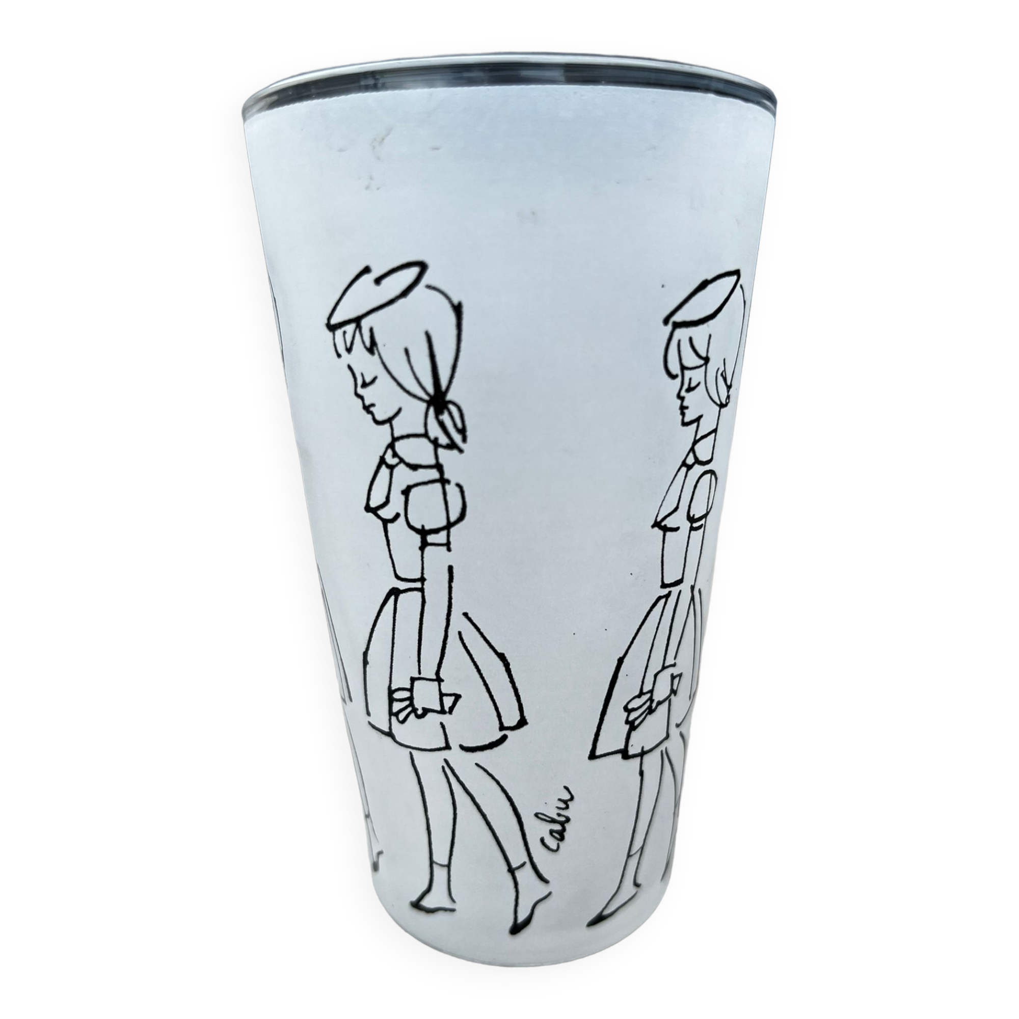 Vintage glass signed Cabu