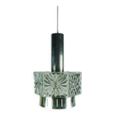 Vintage crystal glass and metal pendant light with 6 glass prisms from the 1960s, 2 available