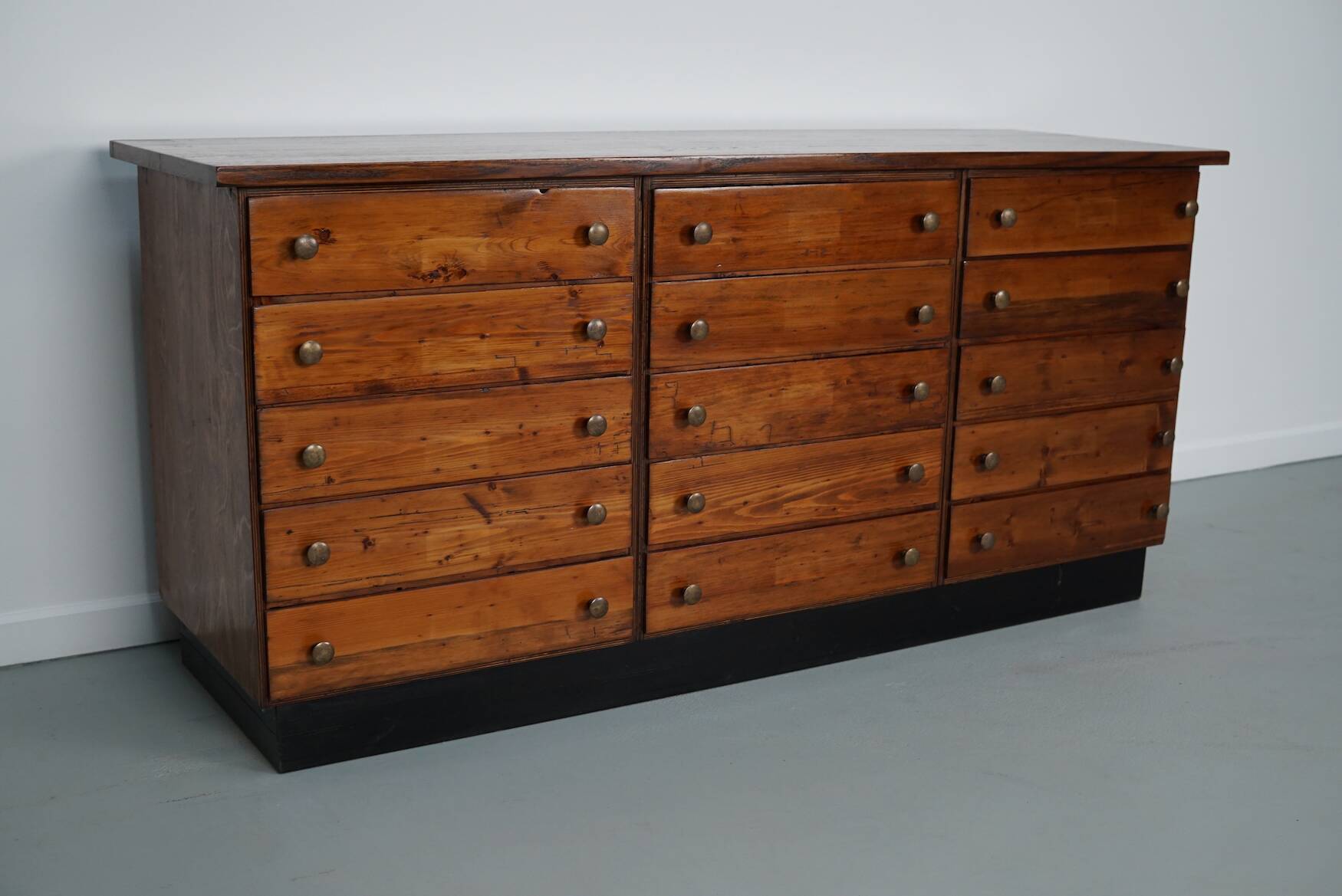 Vintage German pine & oak apothecary cabinet, 1950s