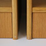 2 Scandinavian wall-mounted bedside tables with drawers, oak, 1960