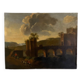 Paysage italien, huile sur toile, fin XVIIIème siècle