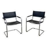 Pair of Bauhaus MG5 armchairs by Matteo Grassi in chrome metal and leather, 1970.