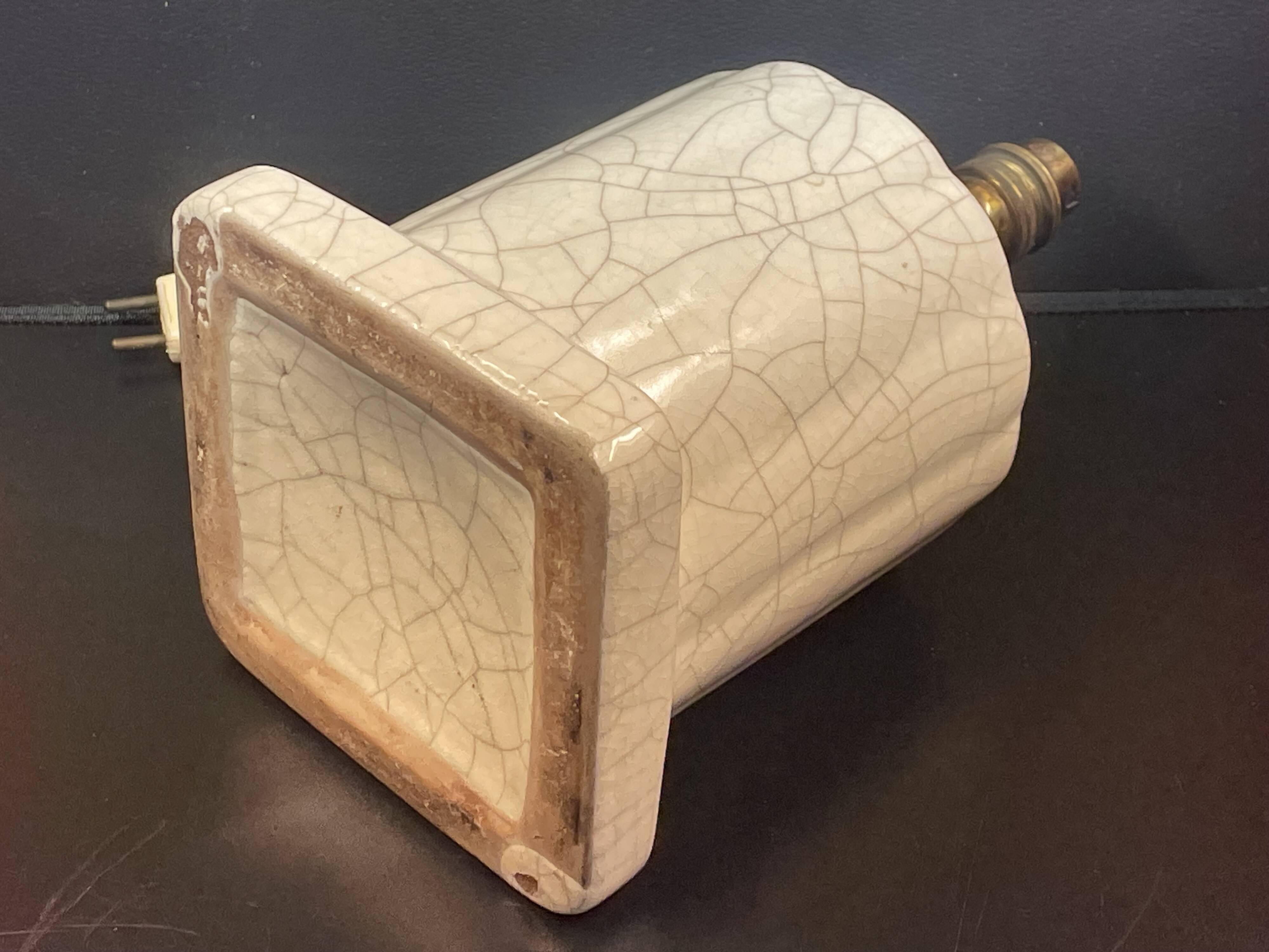 Art Deco cracked ceramic lamp base circa 1930 -