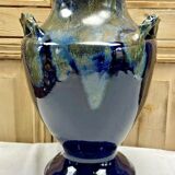 Old large sandstone vase signed Maure Lebret de Ligers Puisaye triple handles