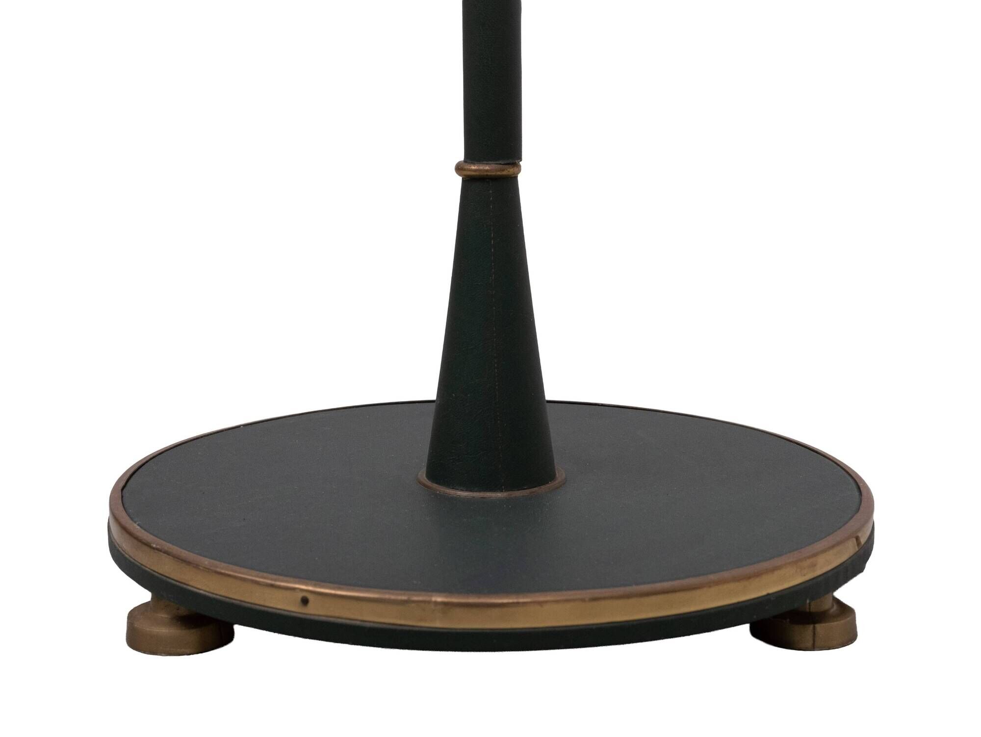 Classic Green Leather rapt floor lamp with shade 1950s France