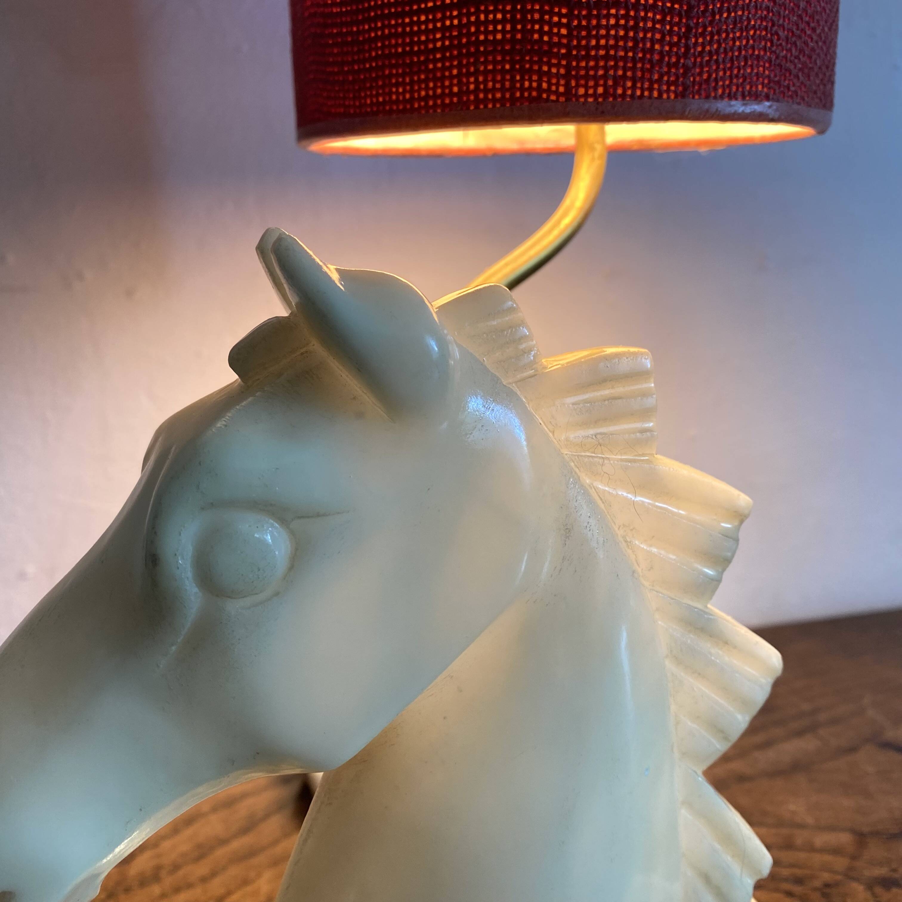 Alabaster horse head lamp, Italy
