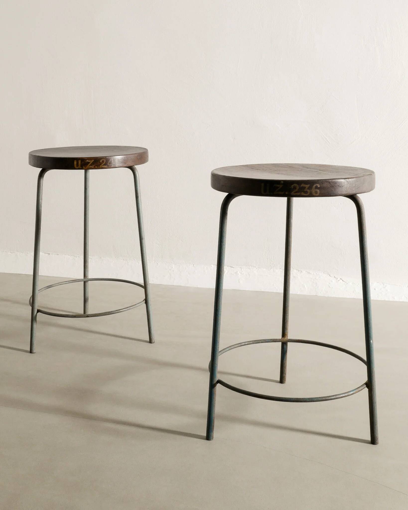 Pair of Mid Century Wooden High Bar Stools by Pierre Jeanneret, 1950s