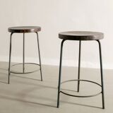 Pair of Mid Century Wooden High Bar Stools by Pierre Jeanneret, 1950s